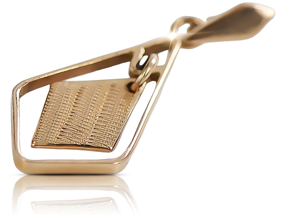 Vintage Square Pendant in 14K Rose Gold (vpn003) — side view showing the setting