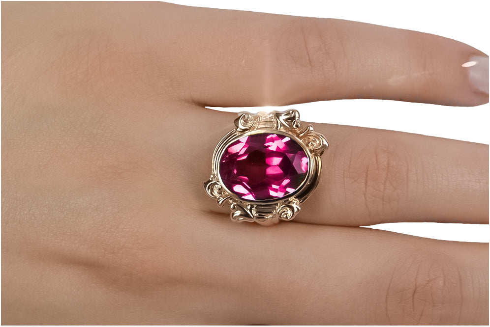 Vintage Ruby Ring in 14K Rose Gold (vrc100r-rb) — full view of the piece