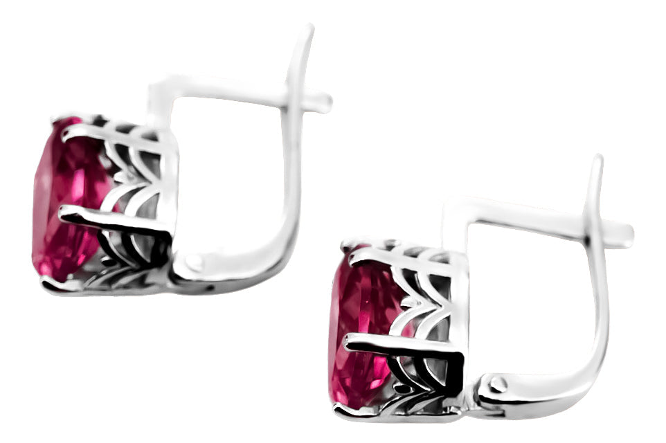 Vintage Ruby Earrings in Sterling Silver (vec003s-rb)
