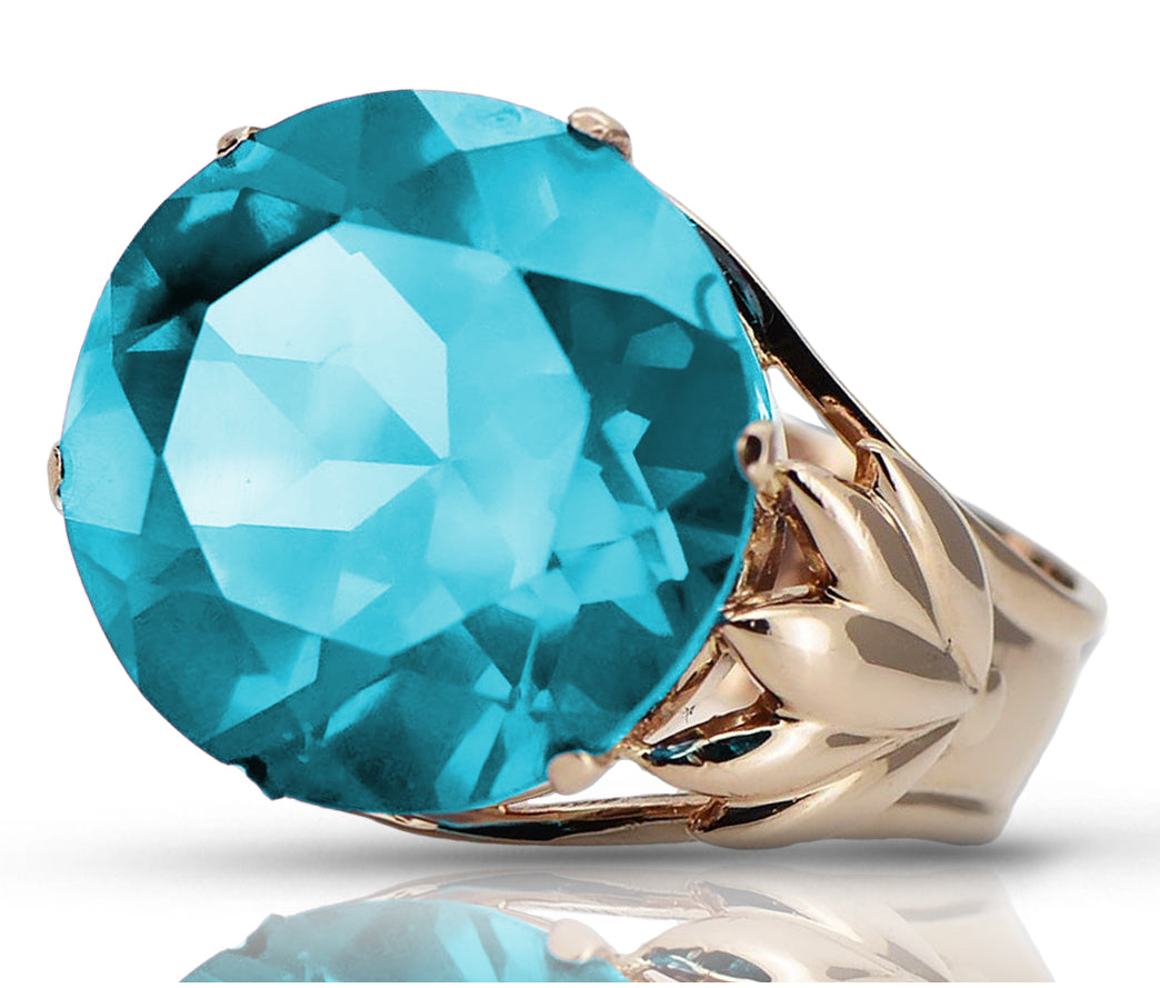 Vintage Aquamarine Ring in 14K Rose Gold (vrc029r-aq) — side view showing the setting