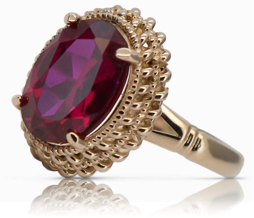 Vintage Ruby Ring in 14K Rose Gold (vrc068r-rb) — full view of the piece