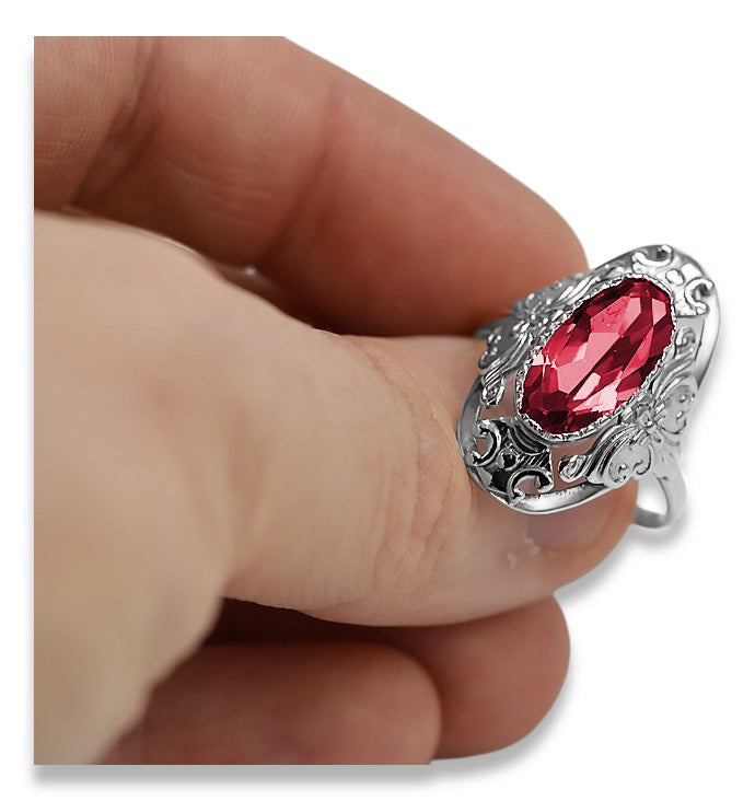Vintage Ruby Ring in Sterling Silver (vrc014s-rb) — full view of the piece