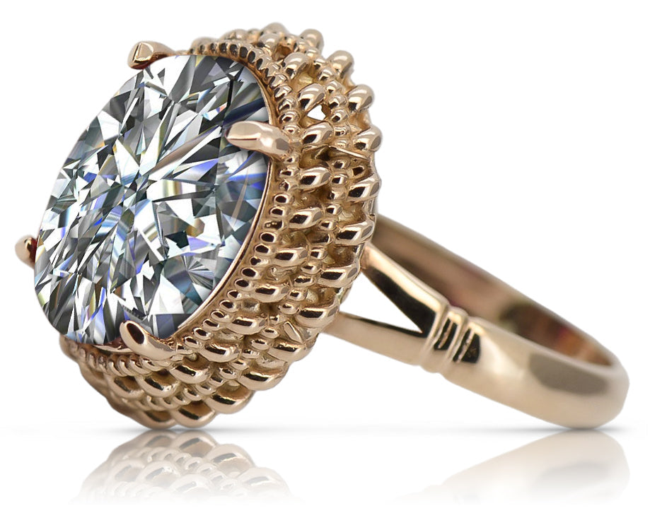 Vintage Zircon Cubic Ring in 14K Rose Gold (vrc068r-zi)