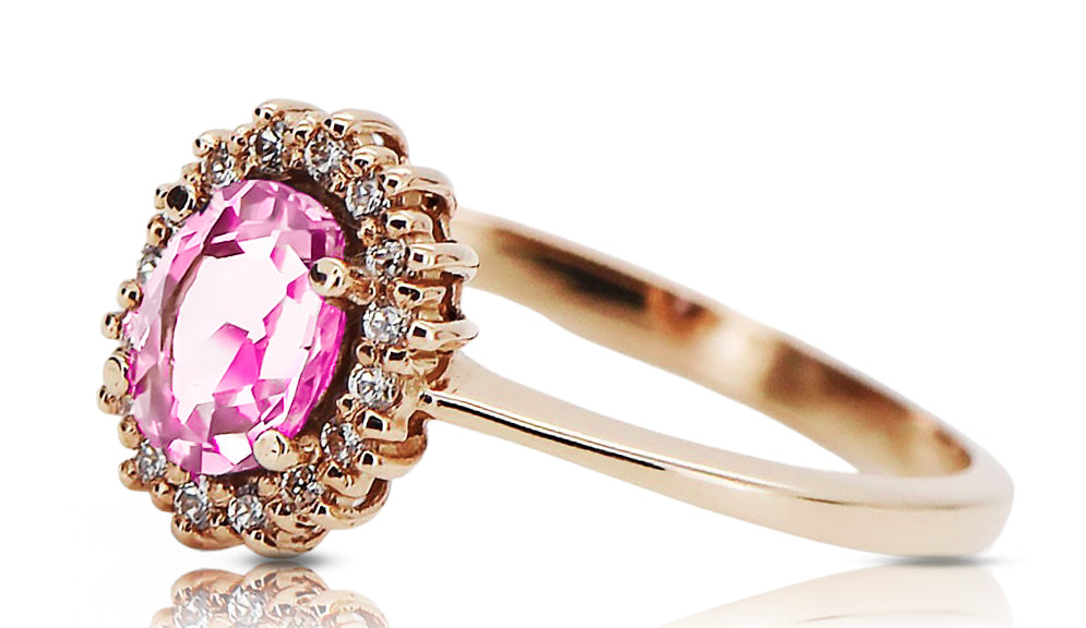 Vintage Amethyst Ring in 14K Rose Gold (crc009r-am) — back view with the clasp