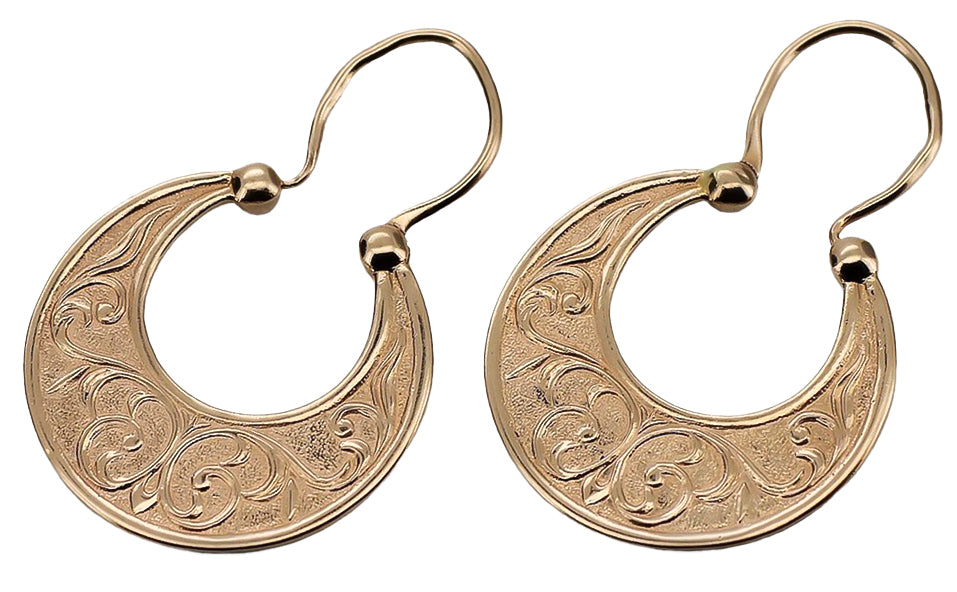 Vintage Gipsy Earrings in 14K Rose Gold (ven050r) — close-up of the stone and setting