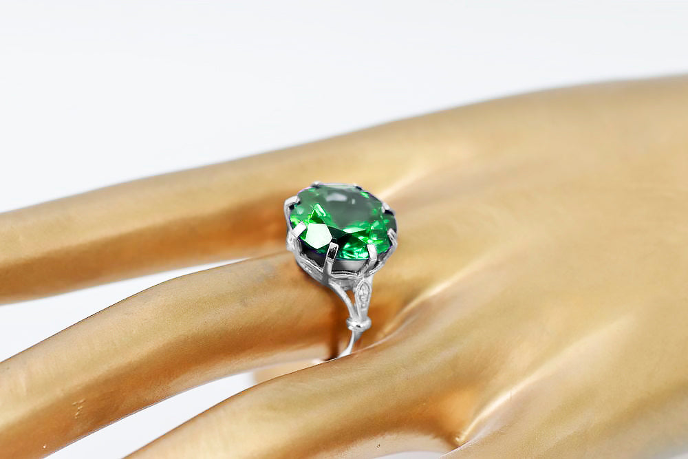 Vintage Emerald Craft Ring in Sterling Silver (vrc073s-em)