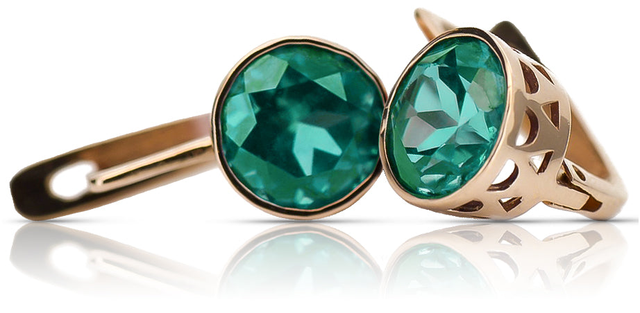 Vintage Emerald Earrings in 14K Rose Gold (vec107r-em) — full view of the piece