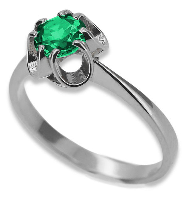 Vintage Emerald Ring in Sterling Silver (vrc348s-em)