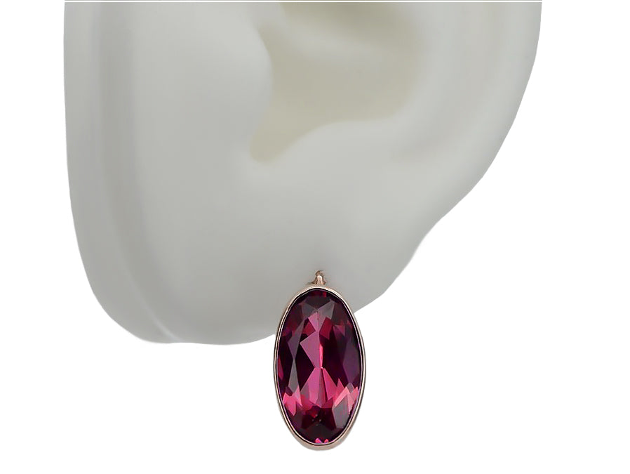 Vintage Ruby Earrings in 14K Rose Gold (vec001r-rb) — close-up of the stone and setting