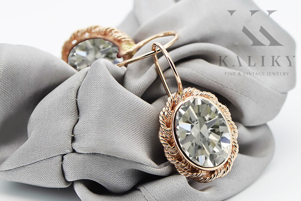 Vintage Zircon Earrings in 14K Rose Gold (vec007r-zi) — close-up of the hallmark on the inner band