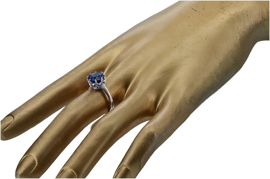 Vintage Sapphire Ring in Sterling Silver (vrc157s-sp) — side view showing the setting