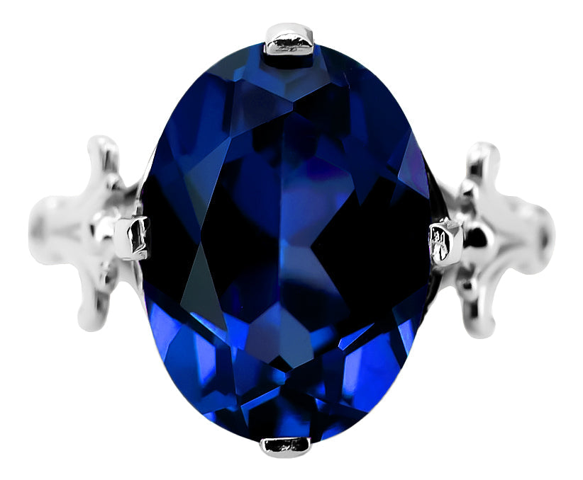 Vintage Sapphire Ring in Sterling Silver (vrc369s-sp) — close-up of the stone and setting