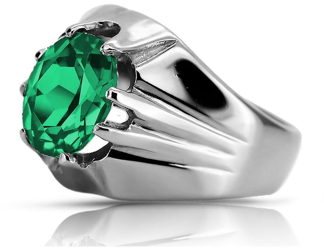 Vintage Emerald Ring in Sterling Silver (vrc016s-em) — side view showing the setting