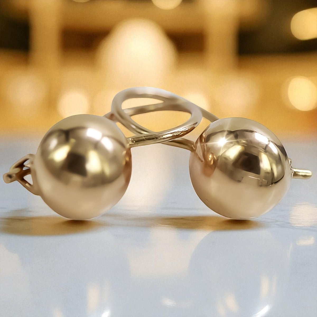 Vintage Ball Earrings in 14K Rose Gold (ven178)