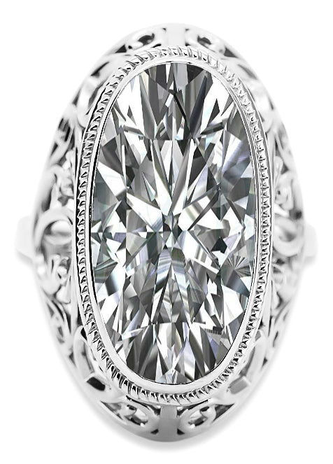 Vintage Zircon Ring in Sterling Silver (vrc184s-zi) — worn on the neckline, showing the drape