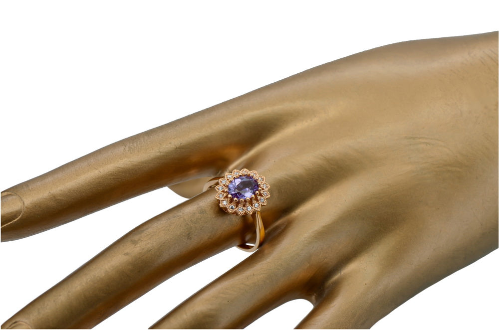 Vintage Alexandrite Ring in 14K Rose Gold (crc012r-ax) — side view showing the setting