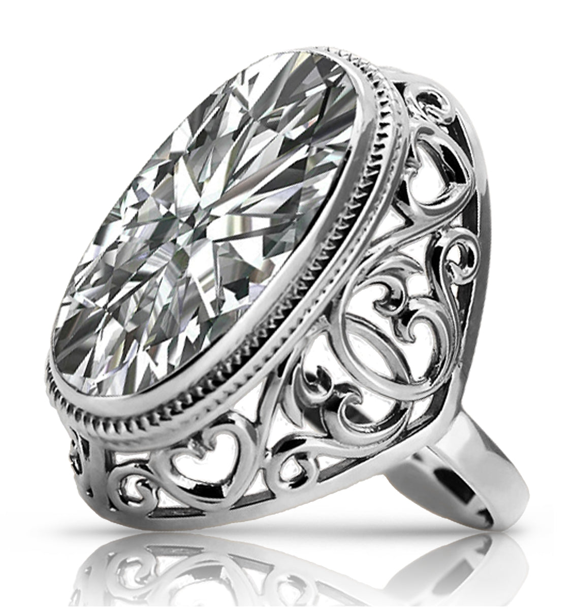 Vintage Zircon Ring in Sterling Silver (vrc184s-zi)