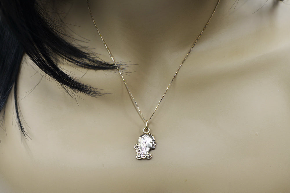 Vintage Pendant Made Zodiac Vzp Pendant in 14K Rose Gold (zm6avw) — worn on the hand, showing profile