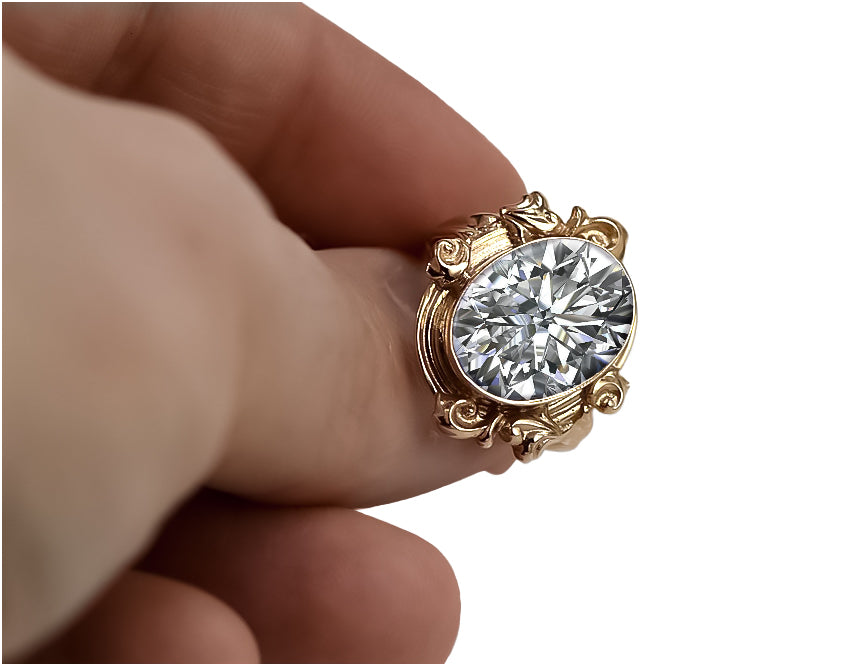 Vintage Zircon Ring in 14K Rose Gold (vrc100r-zi) — close-up of the stone and setting