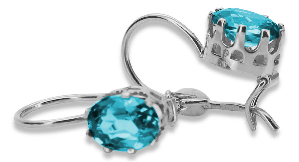 Vintage Aquamarine Earrings in Sterling Silver (vec196s-aq) — full view of the piece