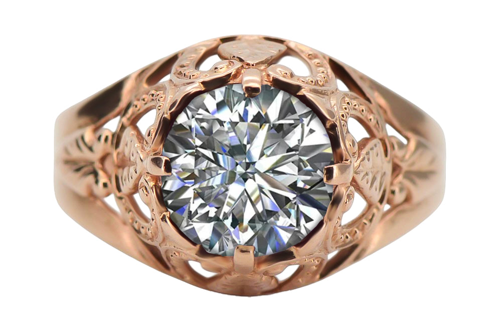 Vintage Zircon Ring in 14K Rose Gold (vrc080r-zi) — close-up of the hallmark on the inner band