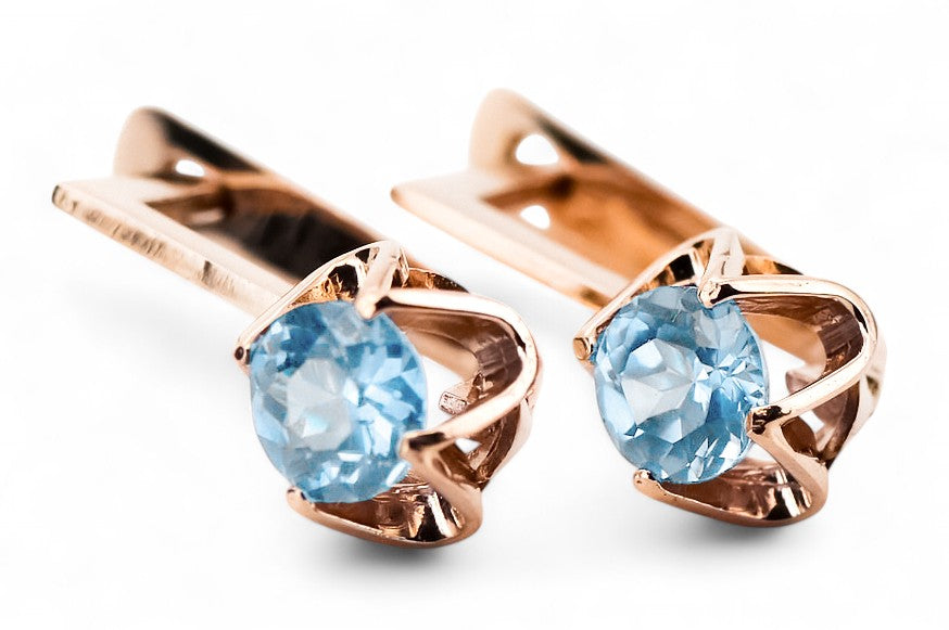 Vintage Aquamarine Earrings in 14K Rose Gold (vec005r-aq) — full view of the piece