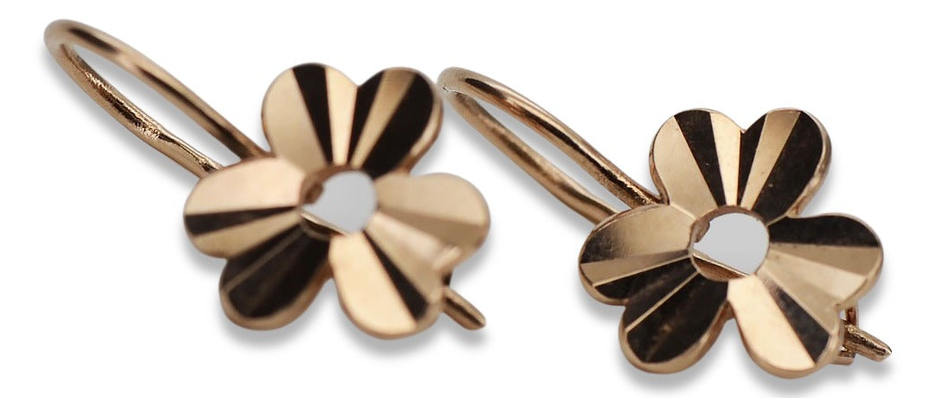 Vintage Leaf Earrings in 14K Rose Gold (ven120) — view 7