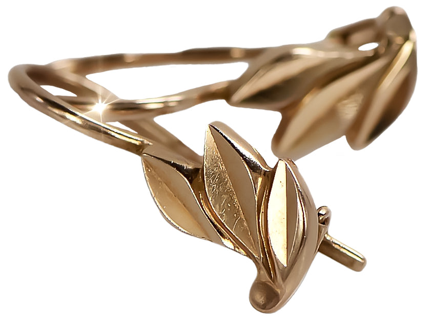 Vintage Leaf Earrings in 14K Rose Gold (ven028) — view 5