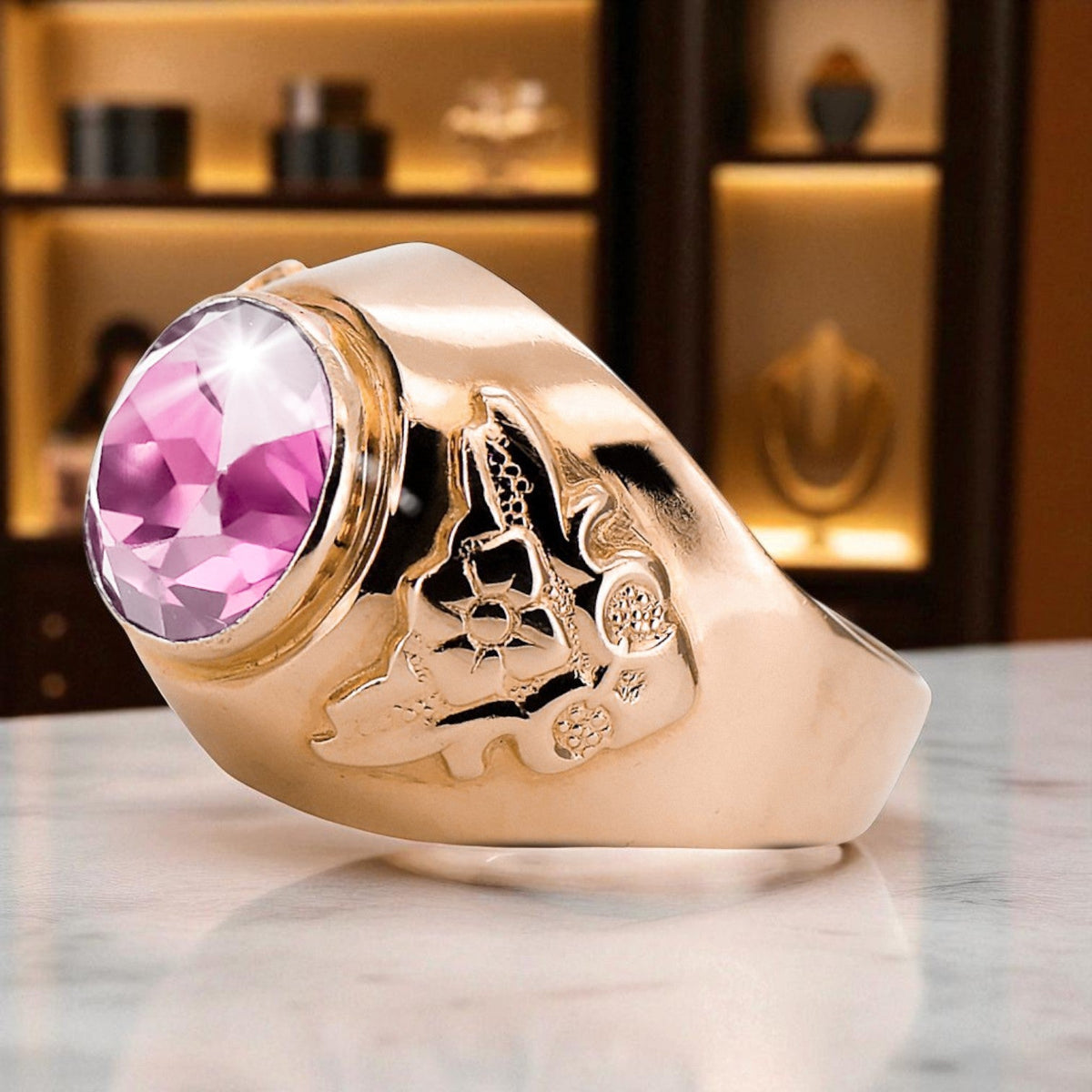 Vintage Amethyst Craft Ring in 14K Rose Gold (vrc078r-am)