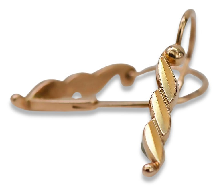 Vintage Leaf Earrings in 14K Rose Gold (ven105) — view 6