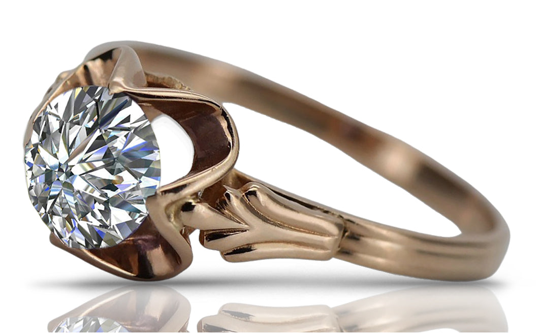 Vintage Zircon Cubic Ring in 14K Rose Gold (vrc023r-zi) — full view of the piece