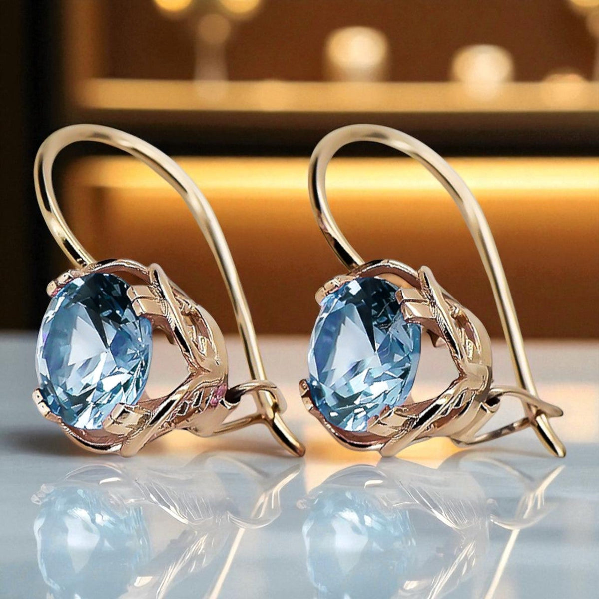 Vintage Aquamarine Earrings in 14K Rose Gold (vec029r-aq)