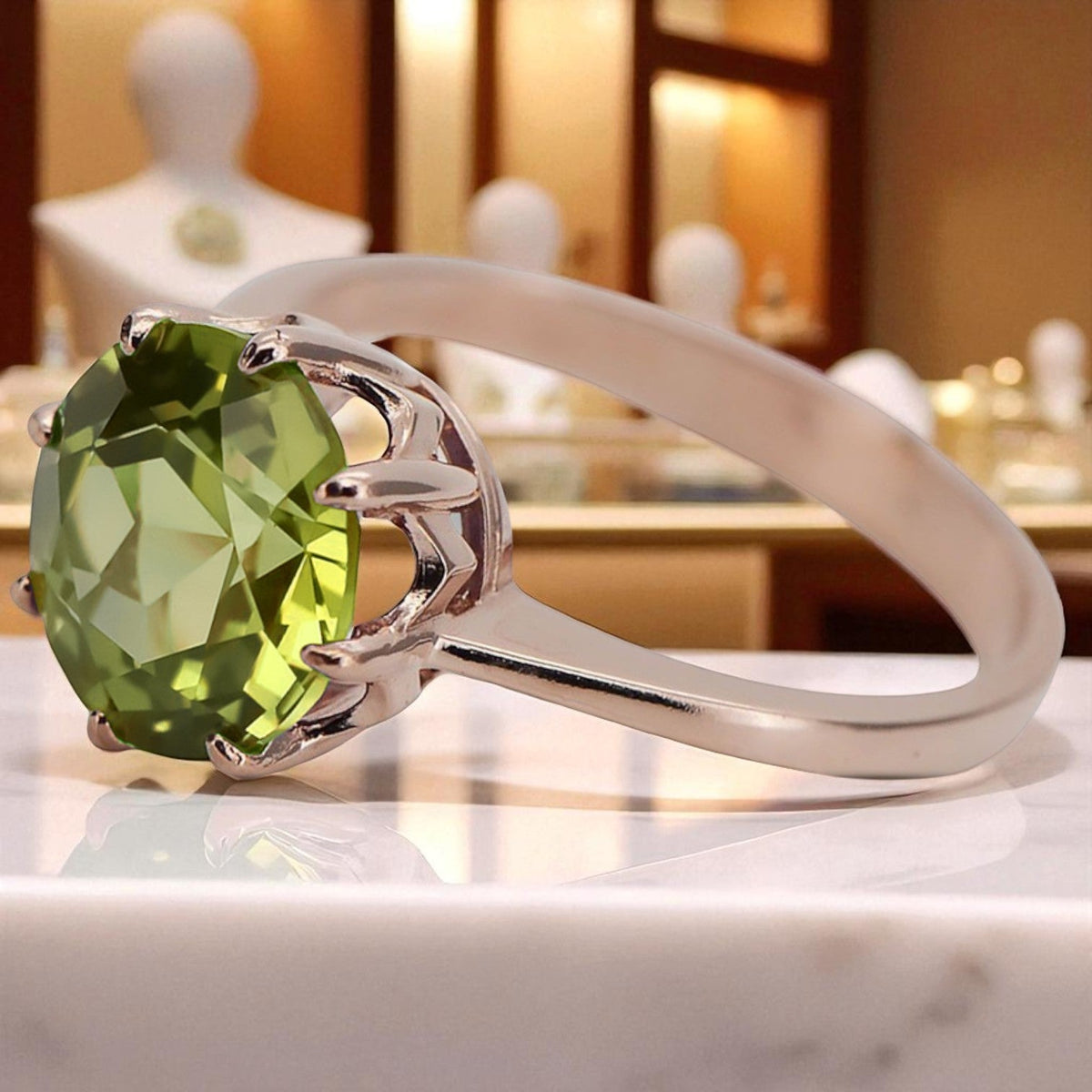 Vintage Yellow Peridot Craft Ring in 14K Rose Gold (vrc157r-yp)