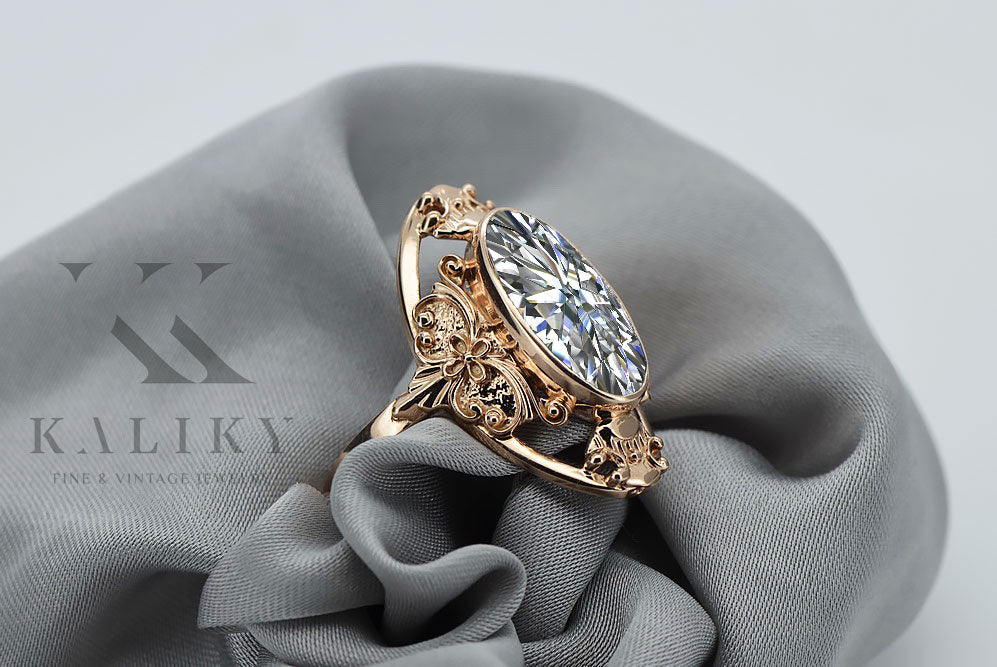 Vintage Zircon Ring in 14K Rose Gold (vrc014r-zi) — full view of the piece