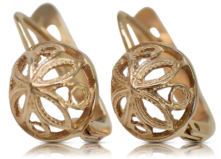 Vintage Flower Earrings in 14K Rose Gold (ven203) — view 2