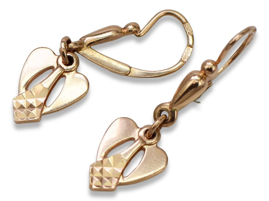 Vintage Leaf Earrings in 14K Rose Gold (ven245) — view 5