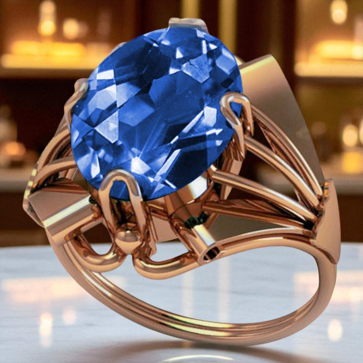 Vintage Sapphire Ring in 14K Rose Gold (vrc015r-sp)