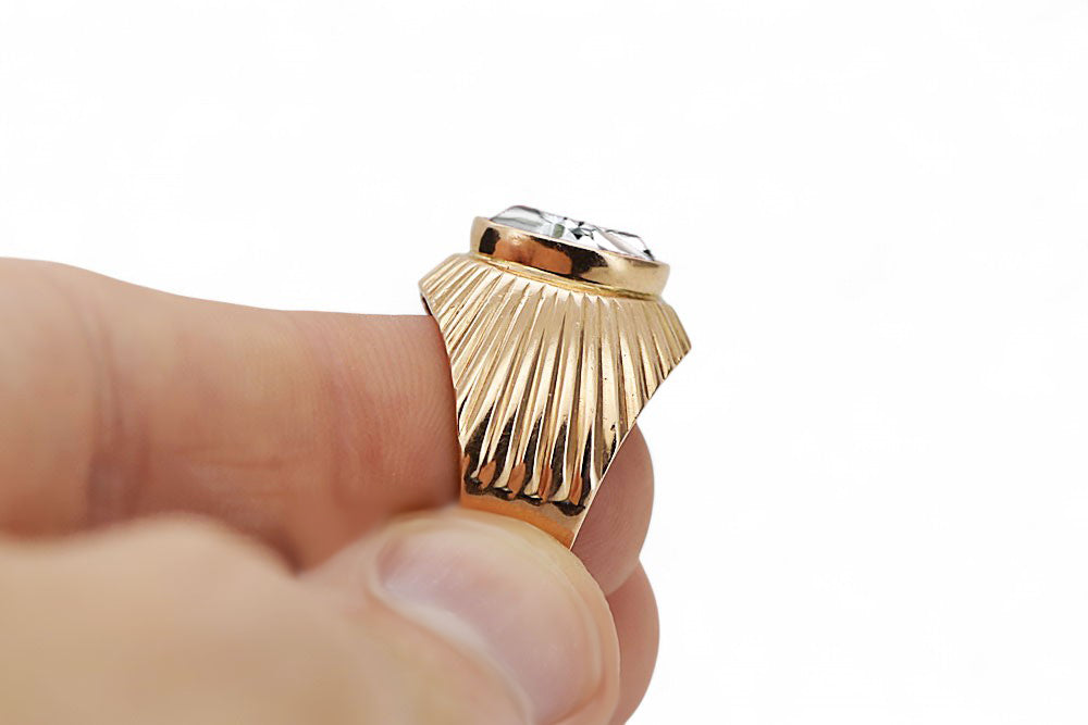 Vintage Zircon Ring in 14K Rose Gold (vrc127r-zi) — full view of the piece