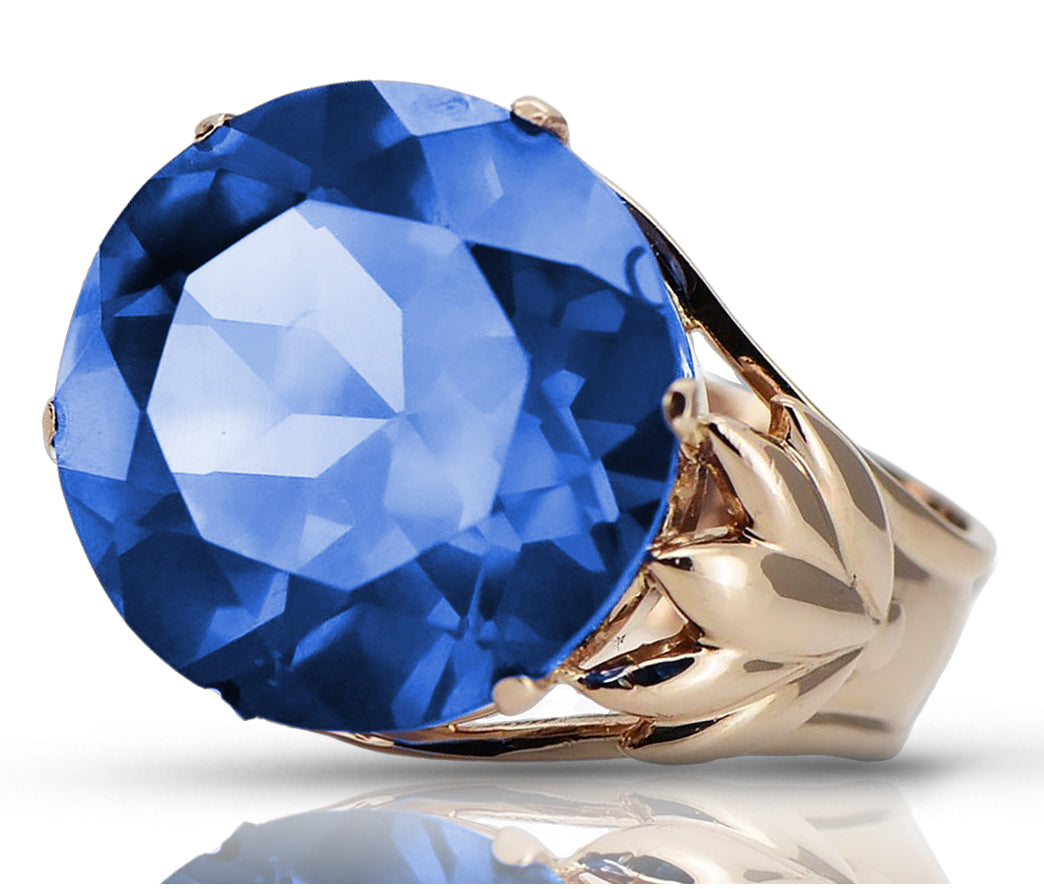 Vintage Sapphire Ring in 14K Rose Gold (vrc029r-sp) — side view showing the setting