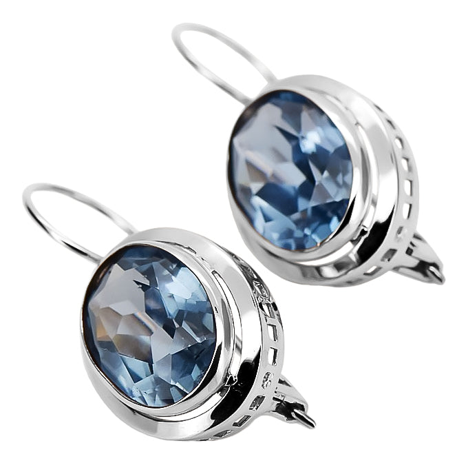 Vintage Aquamarine Earrings in Sterling Silver (vec114s-aq) — close-up of the hallmark on the inner band