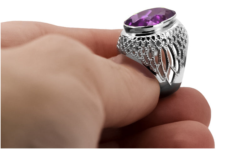 Vintage Amethyst Amethist Ring in Sterling Silver (vrc089s-am) — full view of the piece