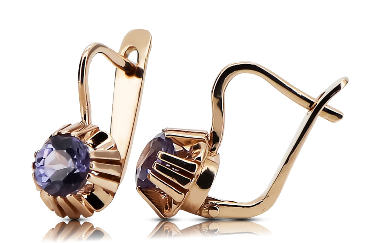 Vintage Alexandrite Earrings in 14K Rose Gold (vec027r-ax) — full view of the piece