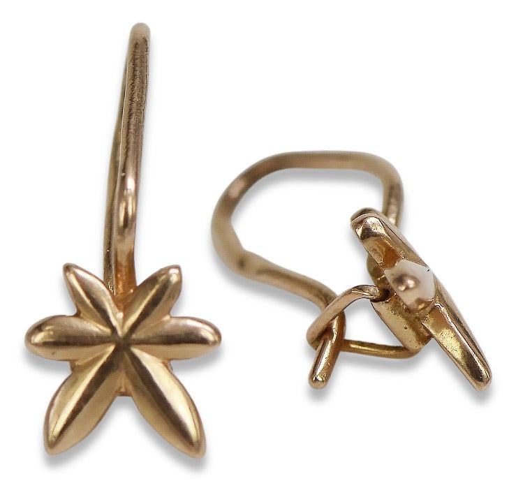 Vintage Leaf Earrings in 14K Rose Gold (ven118) — view 4
