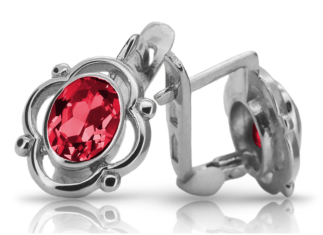 Vintage Ruby Earrings in Sterling Silver (vec033s-rb)