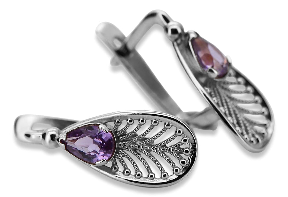 Vintage Alexandrite Earrings in Sterling Silver (vec067s-ax) — full view of the piece