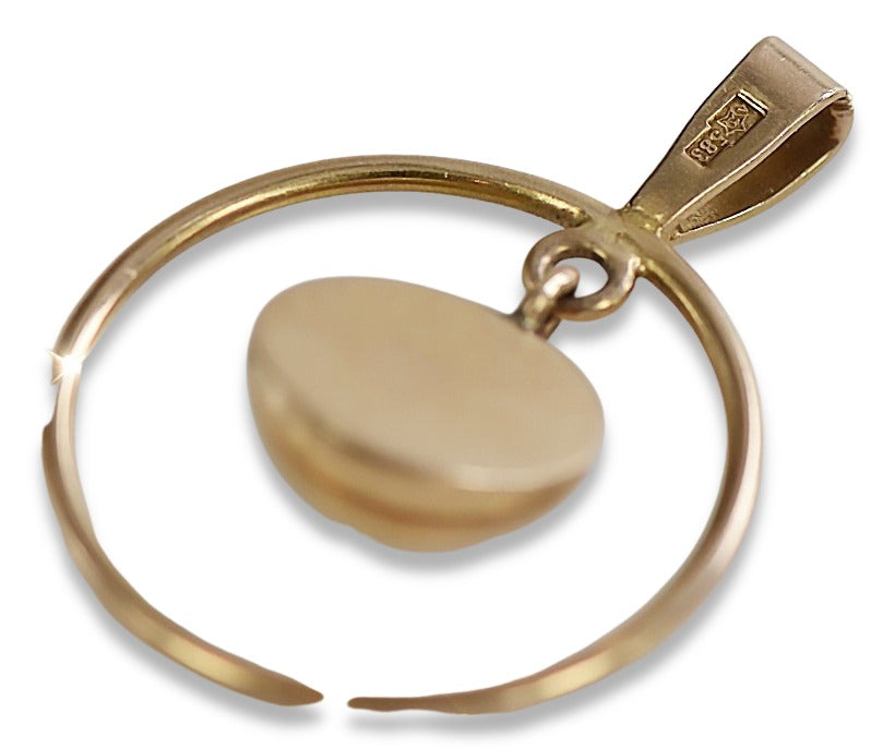 Vintage Circle Pendant in 14K Rose Gold (vpn031) — side view showing the setting