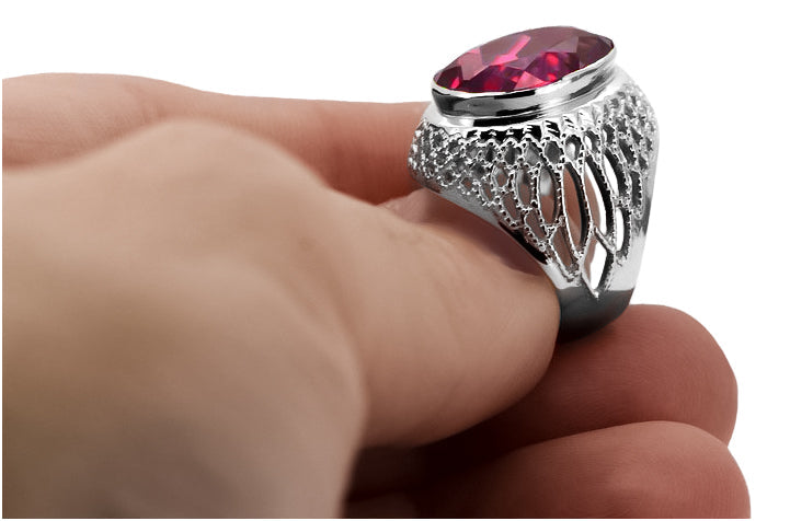 Vintage Ruby Ring in Sterling Silver (vrc089s-rb) — full view of the piece