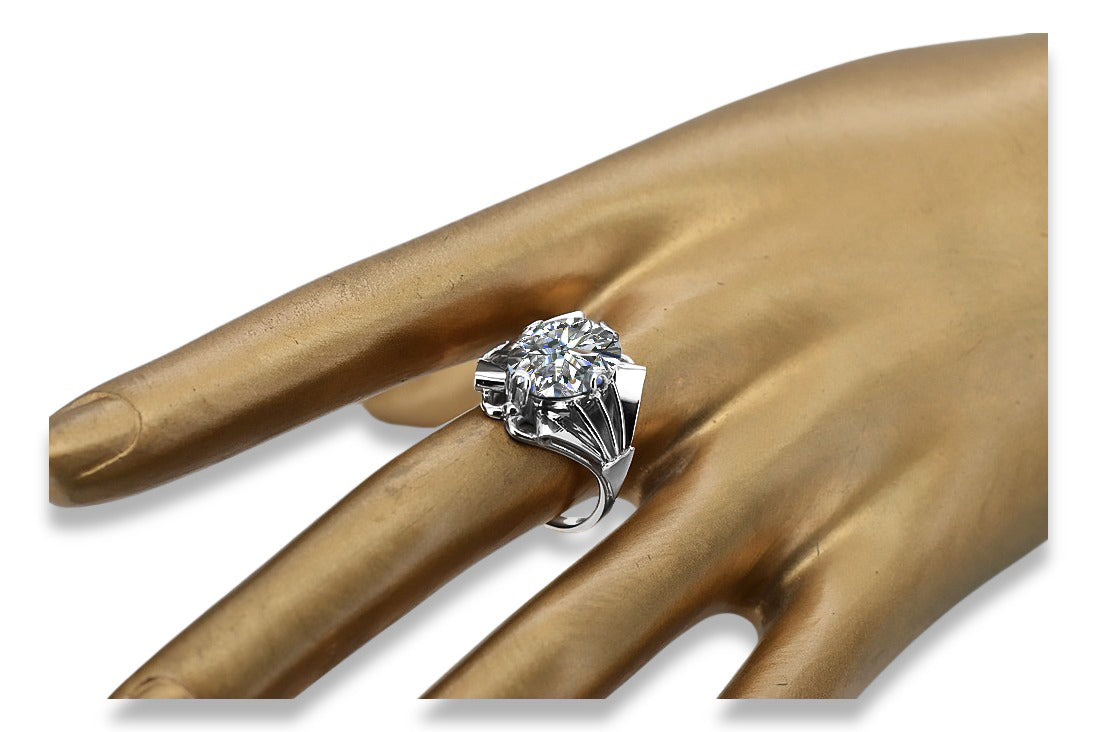 Vintage Zircon Cubic Ring in Sterling Silver (vrc015s-zi) — side view showing the setting