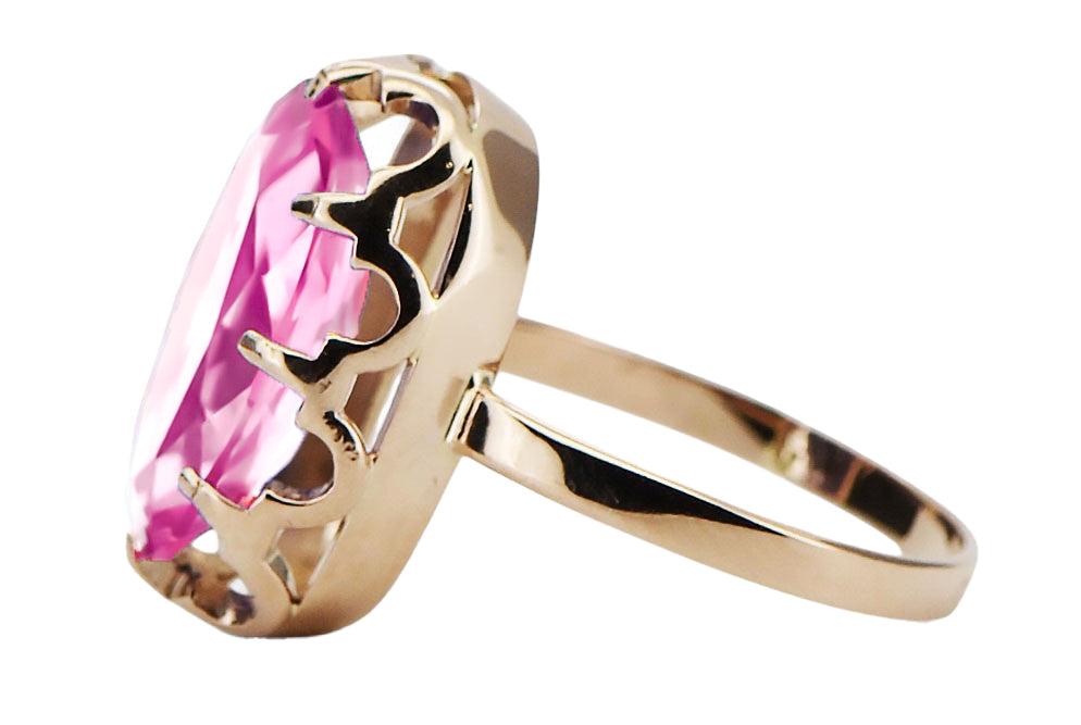 Vintage Amethyst Craft Ring in 14K Rose Gold (vrc253r-am) — close-up of the hallmark on the inner band