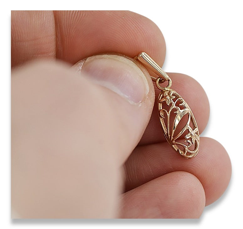 Vintage Leaf Pendant in 14K Rose Gold (vpn083) — view 4